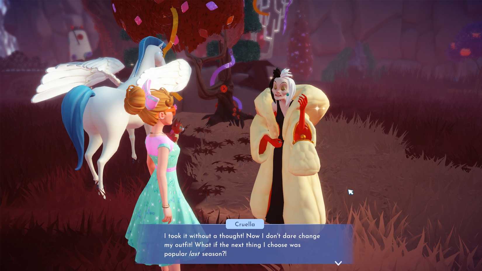 cruella without her fashion sense in ddv disney dreamlight valley