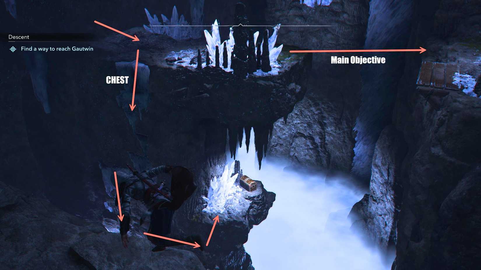 Descent Quest Assassin's Creed Shadows X Attack on Titan Traversal Cave Section Chest
