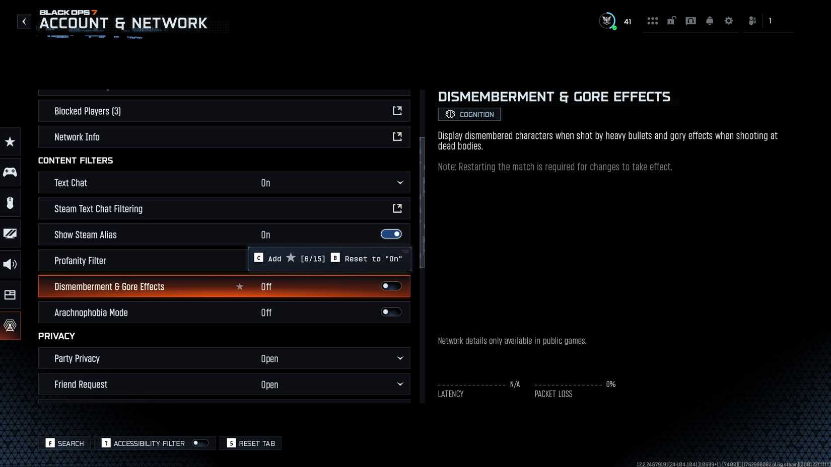 Disable Dismemberment & Gore Effects