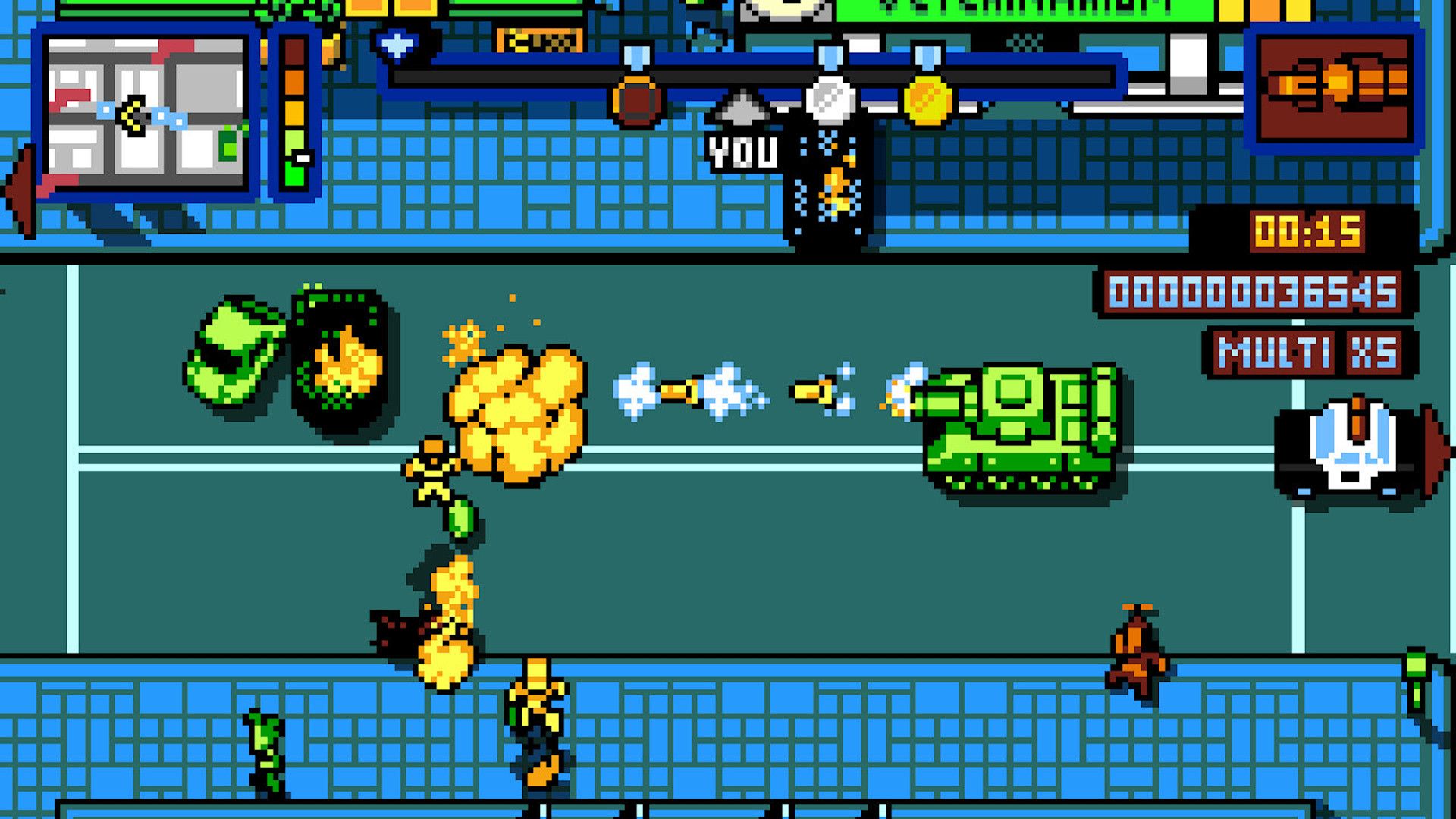 Driving a tank in Retro City Rampage