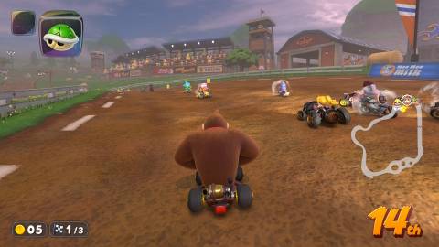 Driving as DK in Mario Kart World