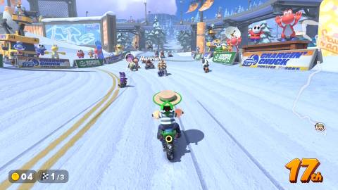Driving as Luigi in Mario Kart World