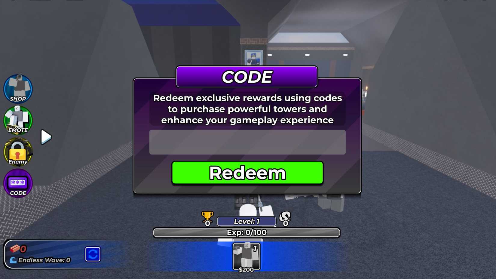 Dummy Defense the codes tab