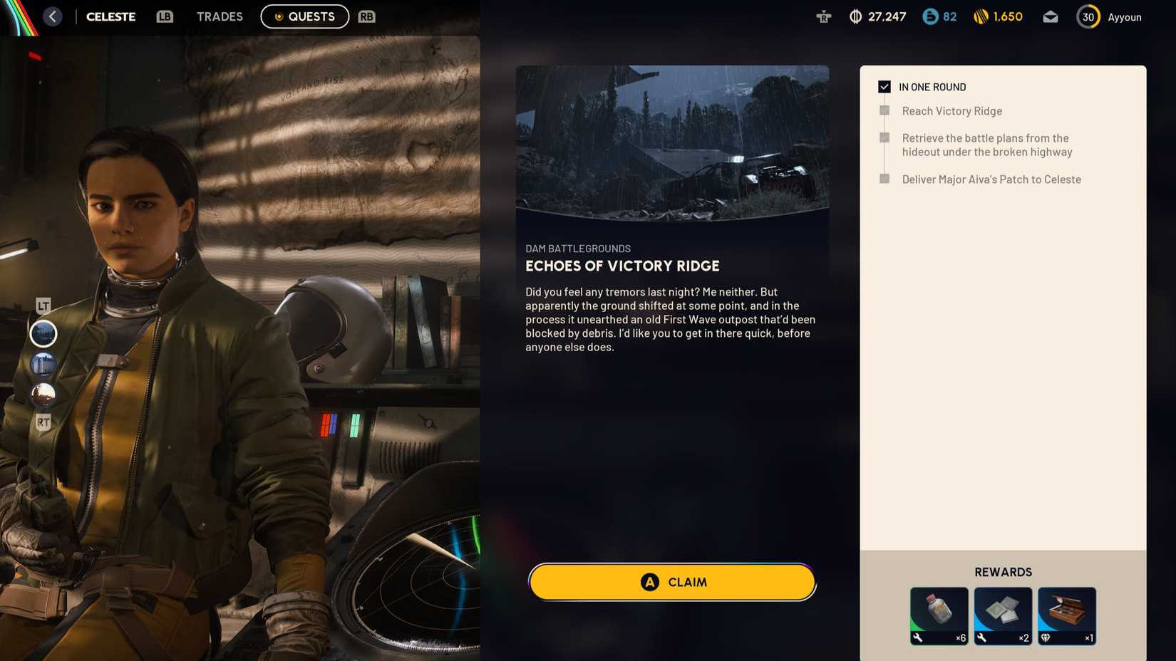 Complete the Victory Ridge quest ARC Echoes of the Raiders