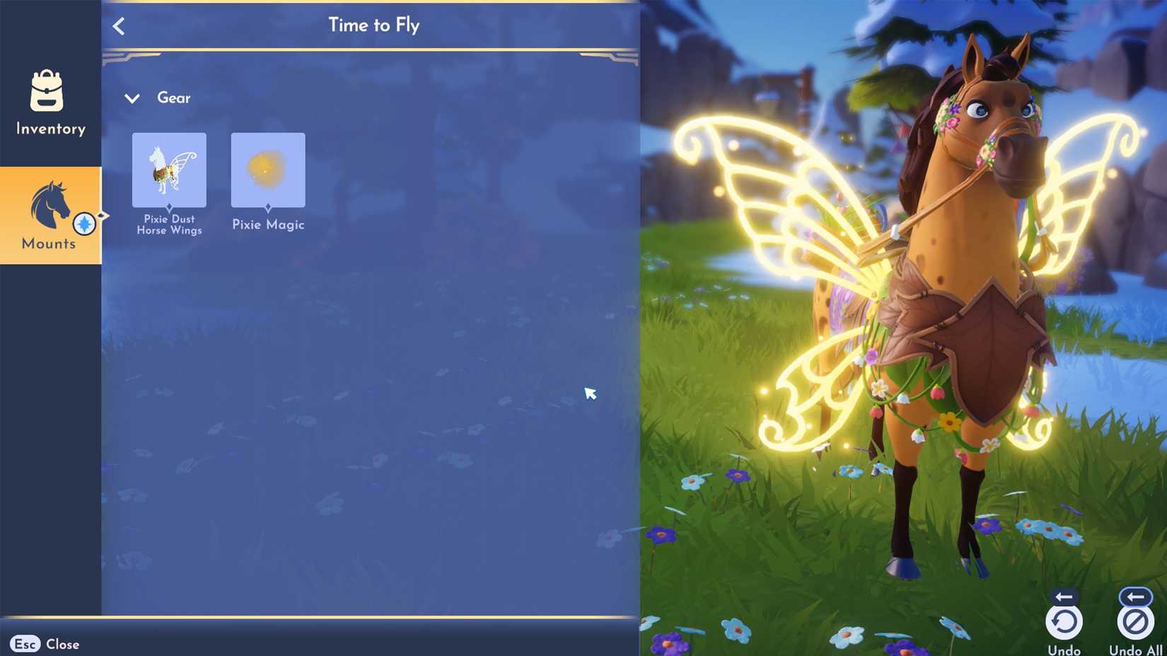 equip horse with pixie dust wings in ddv disney dreamlight valley