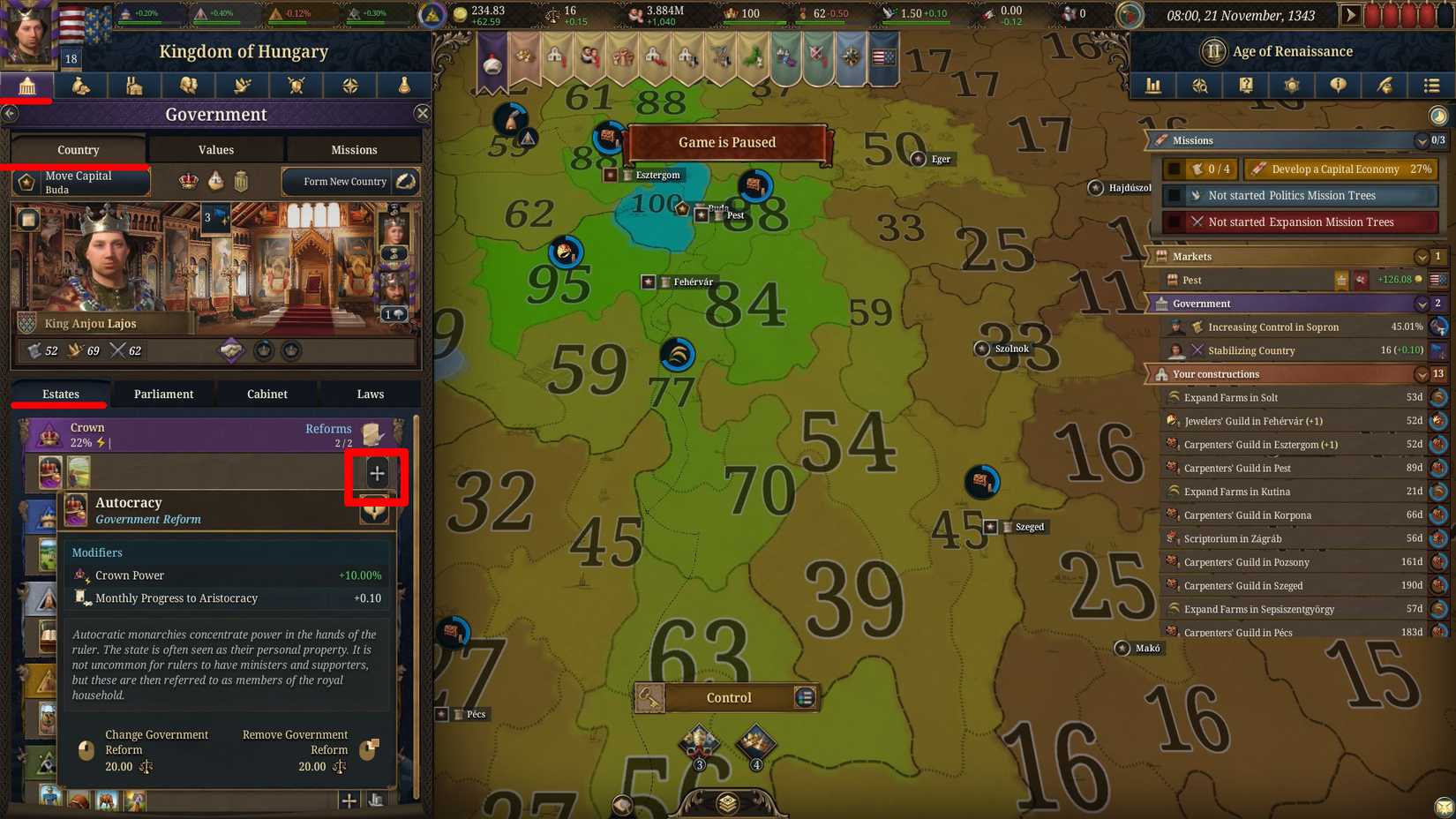 europa universalis 5 crown power increase