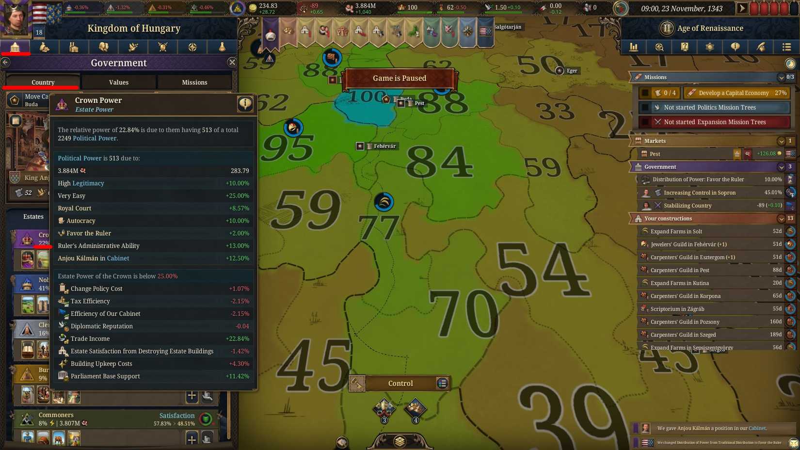 europa universalis 5 crown power increase