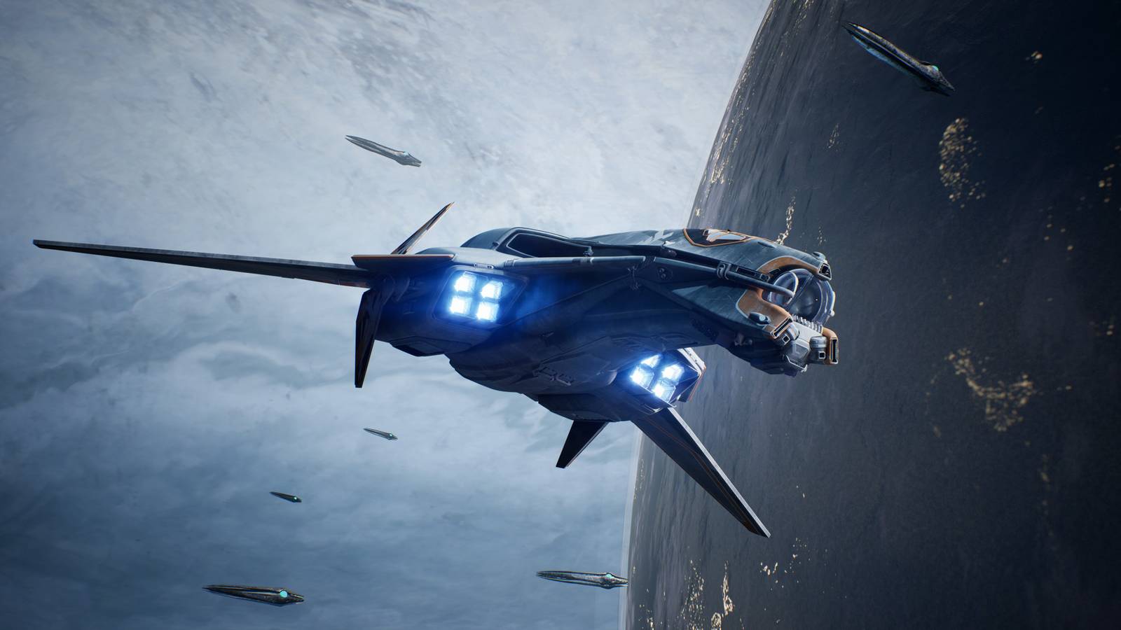 A Ship Flying Through Space in Exodus
