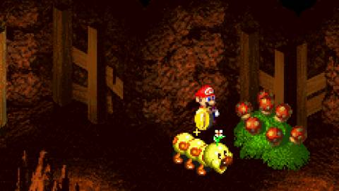 Exploring a cave in Super Mario RPG Legend of the Seven Stars