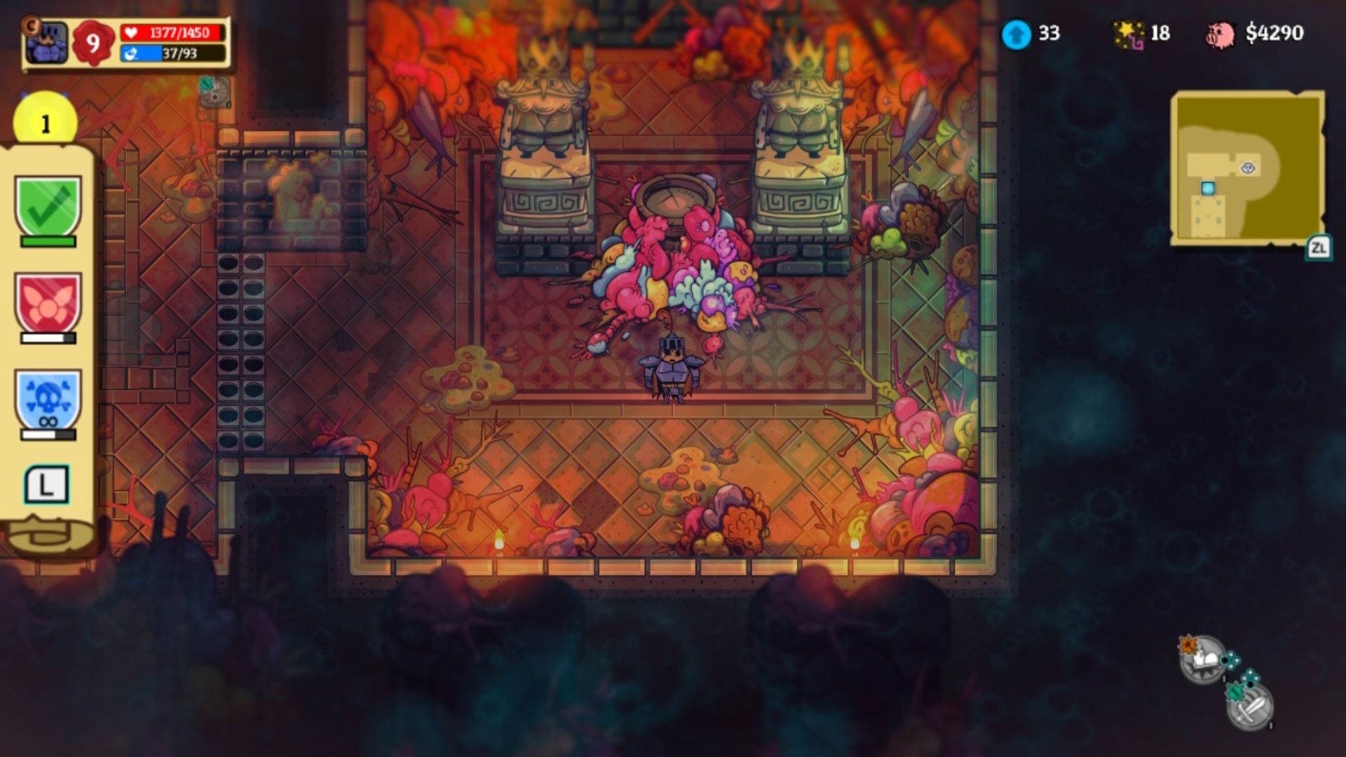 Exploring a dungeon as a knight in Nobody Saves the World