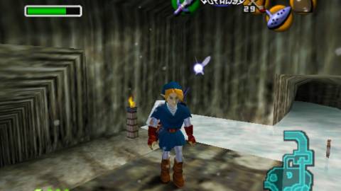 Exploring a dungeon in The Legend of Zelda Ocarina of Time