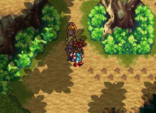 Exploring a forest dungeon in Chrono Trigger