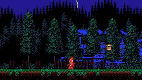 Exploring a level in Bloodstained Curse Of The Moon (2018)