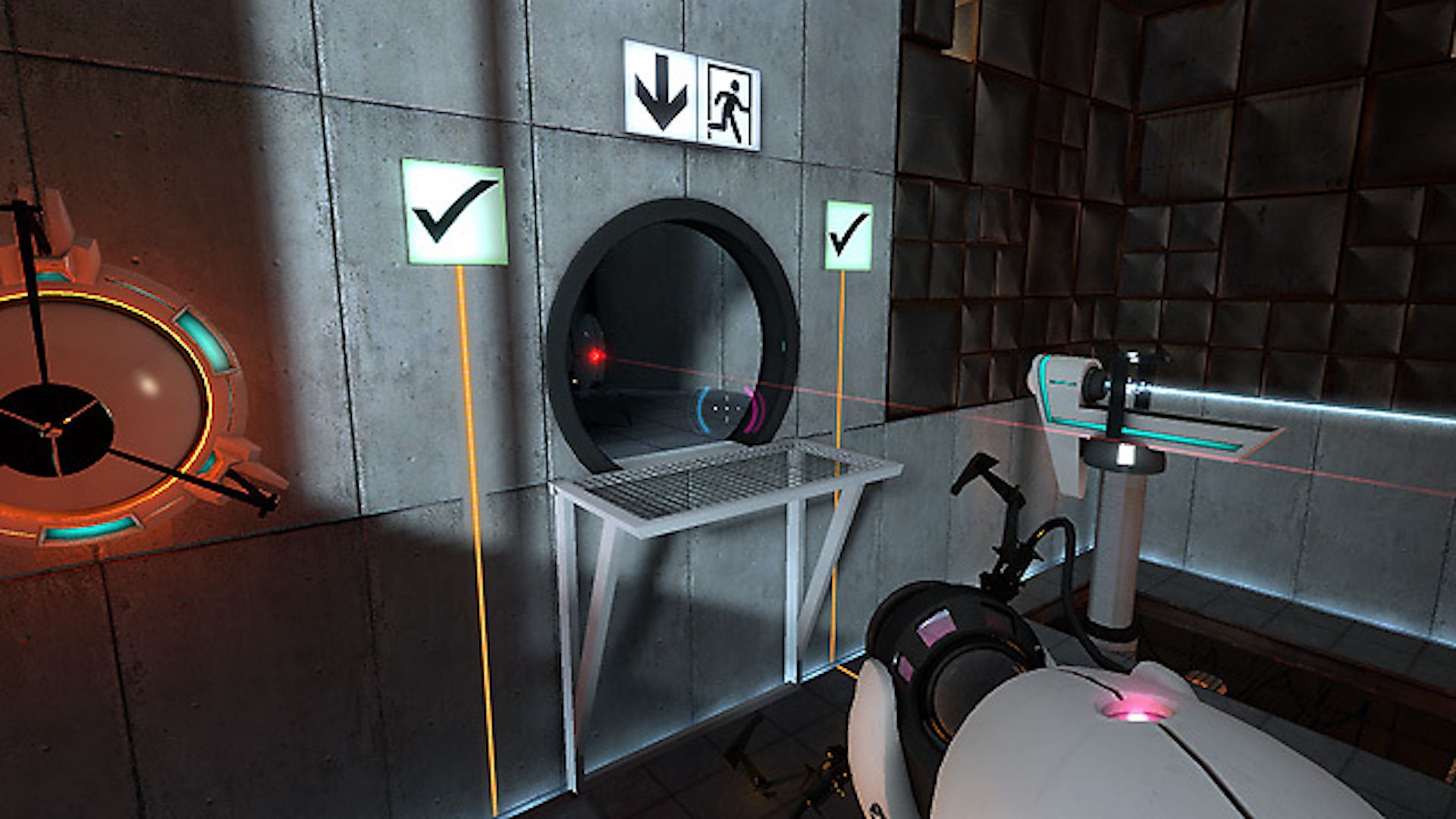 Exploring a puzzle chamber in Portal Still Alive