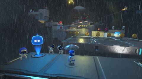 Exploring a rainy level in Astro’s Playroom