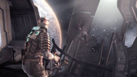 Exploring a space duct in Dead Space (2008)