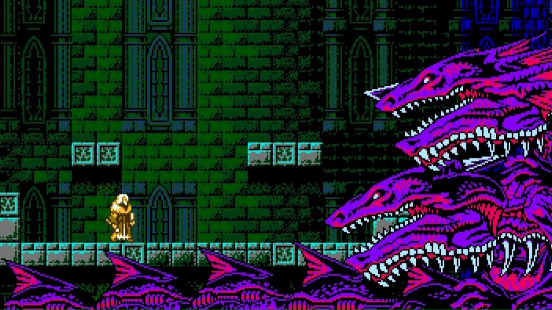 Facing a boss in Bloodstained Curse Of The Moon (2018)