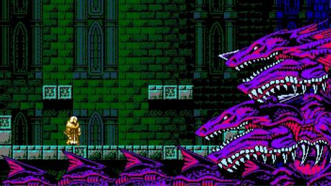 Facing a boss in Bloodstained Curse Of The Moon (2018)