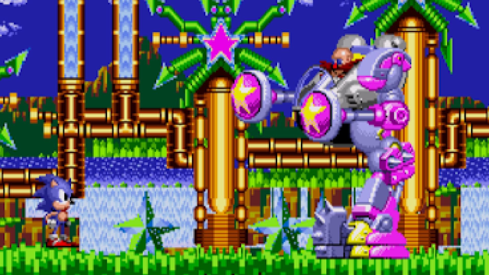 Facing a boss in Sonic CD