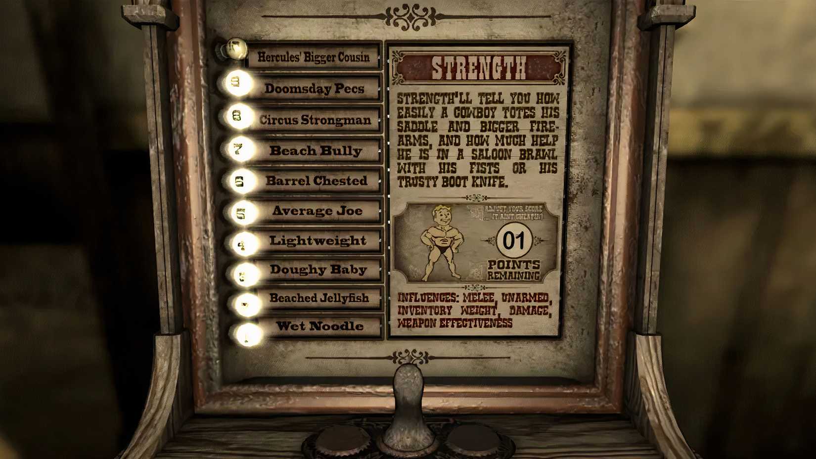 Fallout New Vegas menu