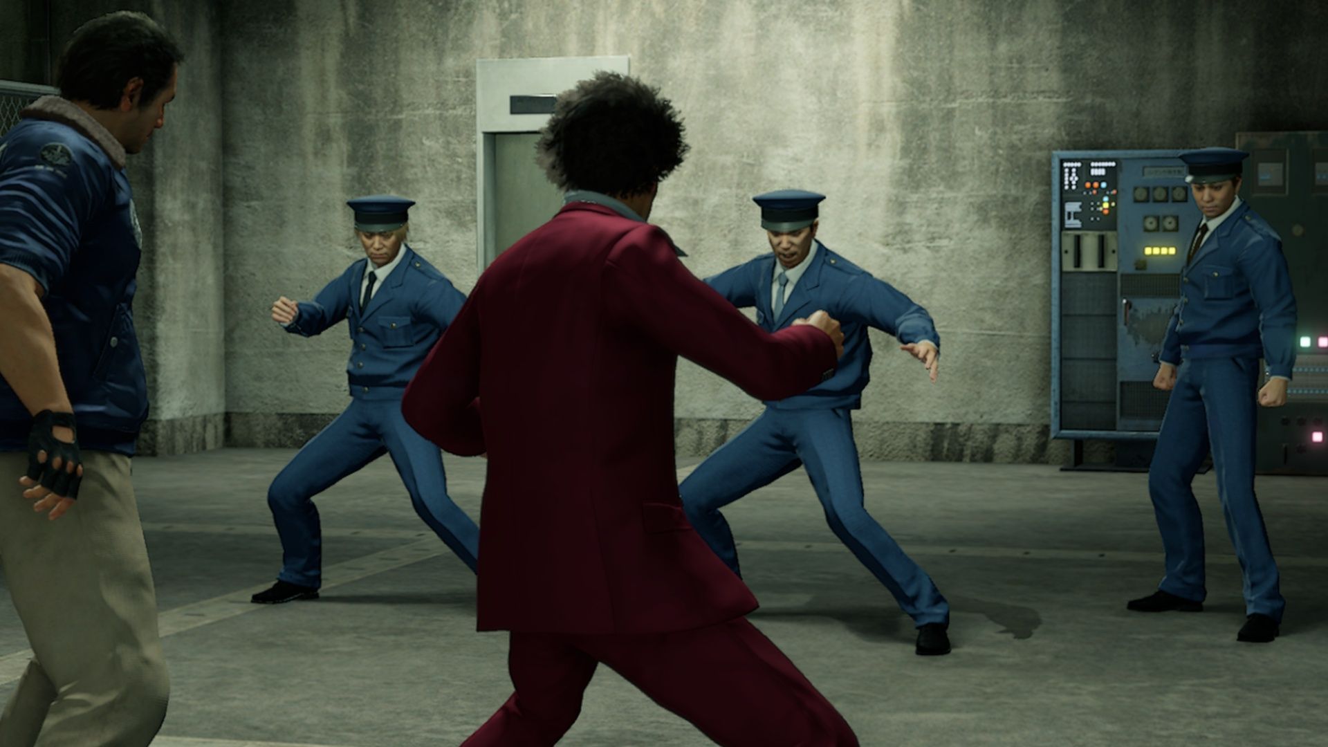 Fighting a battle against officers in Yakuza Like A Dragon