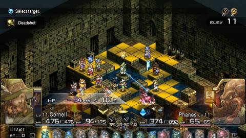 Fighting a battle in a dungeon in Tactics Ogre Reborn