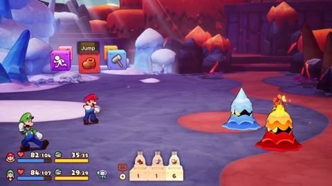 Fighting a battle in Mario & Luigi Brothership