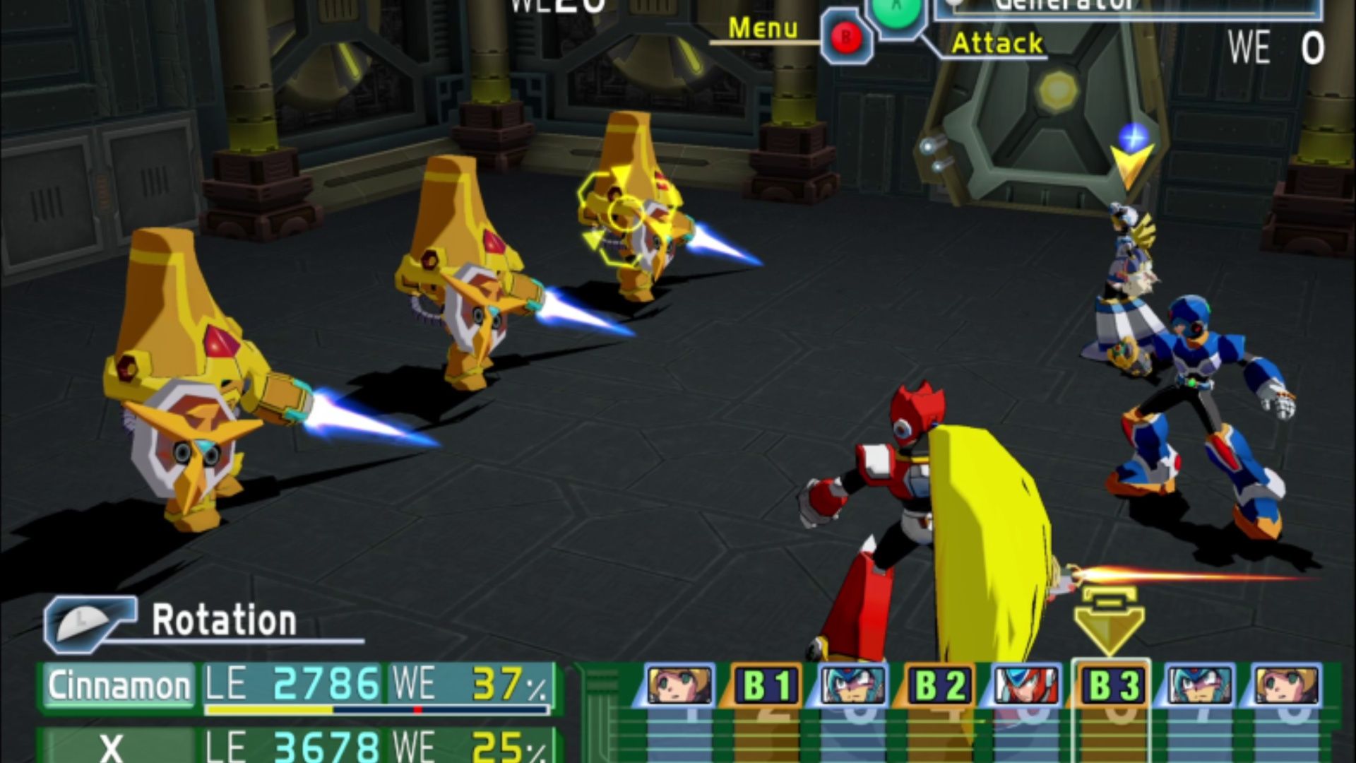 Fighting a battle in Mega Man X Command Mission