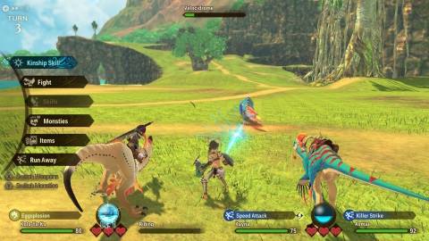 Fighting a battle in Monster Hunter Stories 2 Wings Of Ruin