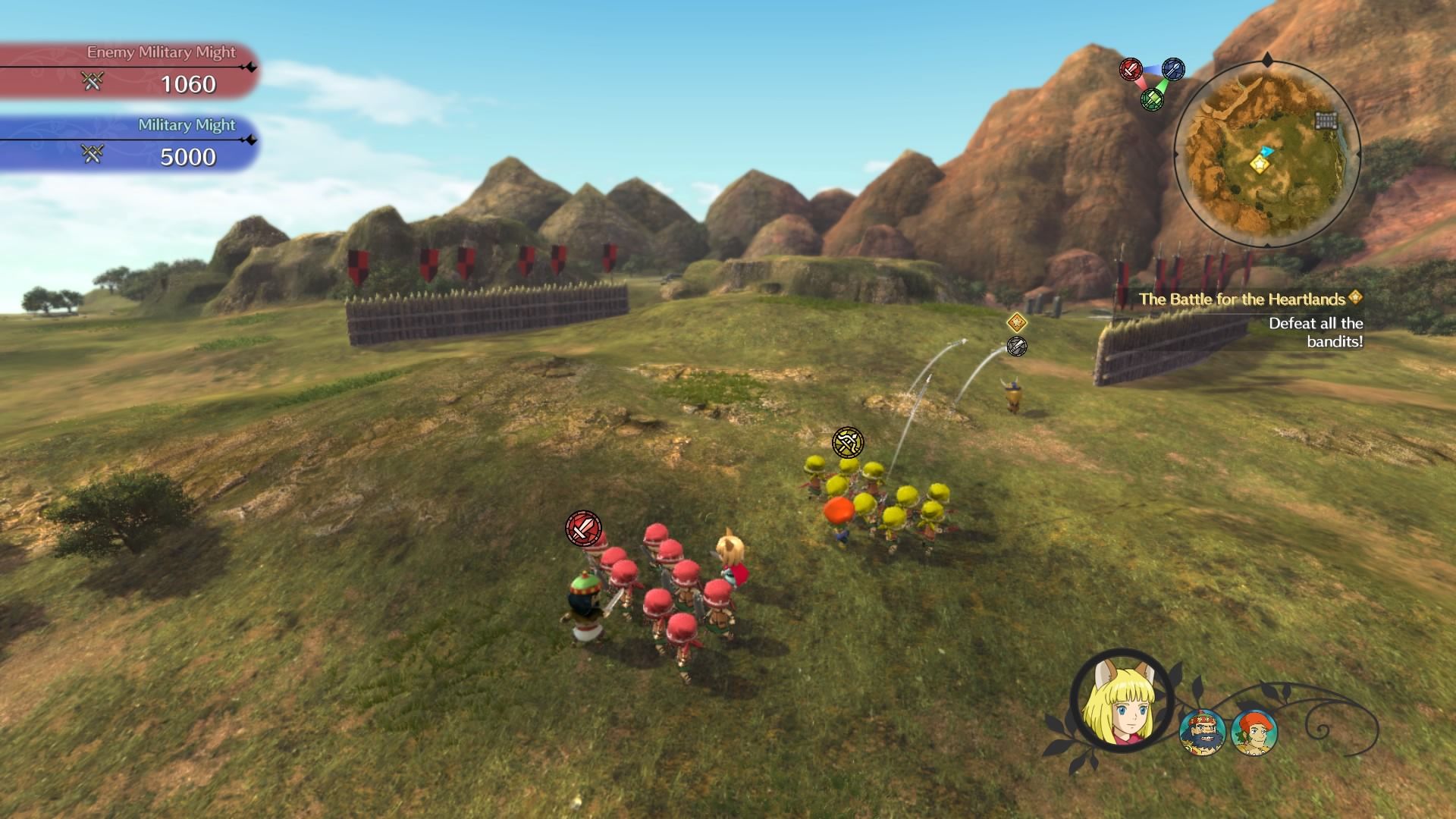 Fighting a battle on the world map in Ni no Kuni 2 Revenant Kingdom