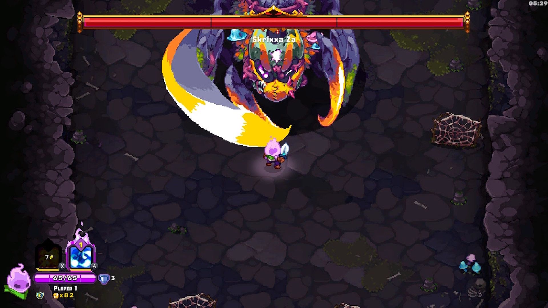 Fighting a boss in Ember Knights