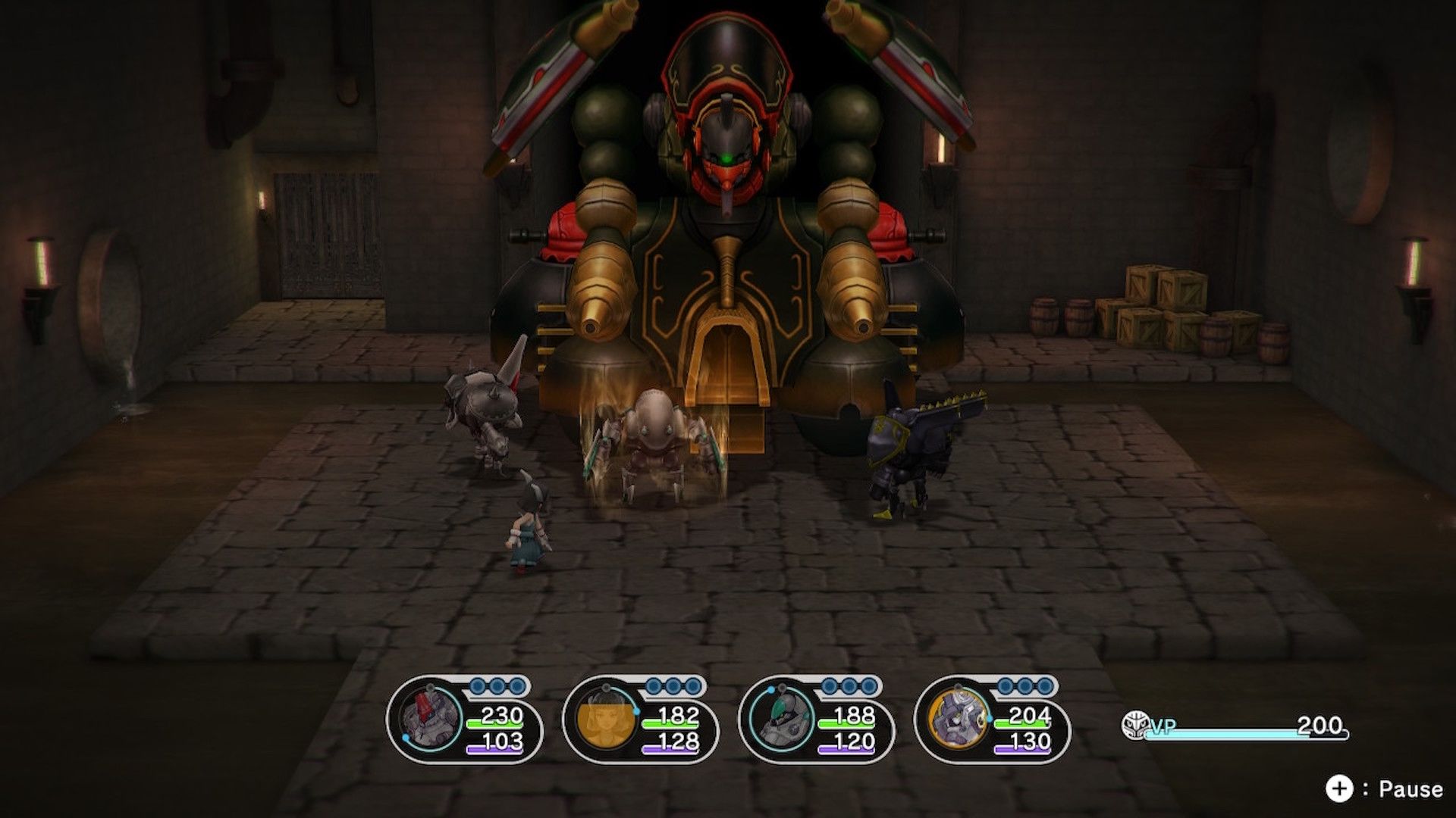 Fighting a boss in Lost Sphear