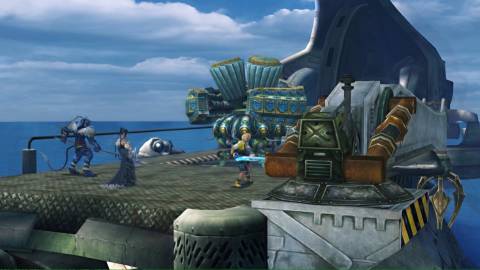 Fighting a machine boss in Final Fantasy 10