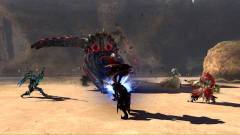 Fighting a monster with a party in Monster Hunter Generations Ultimate