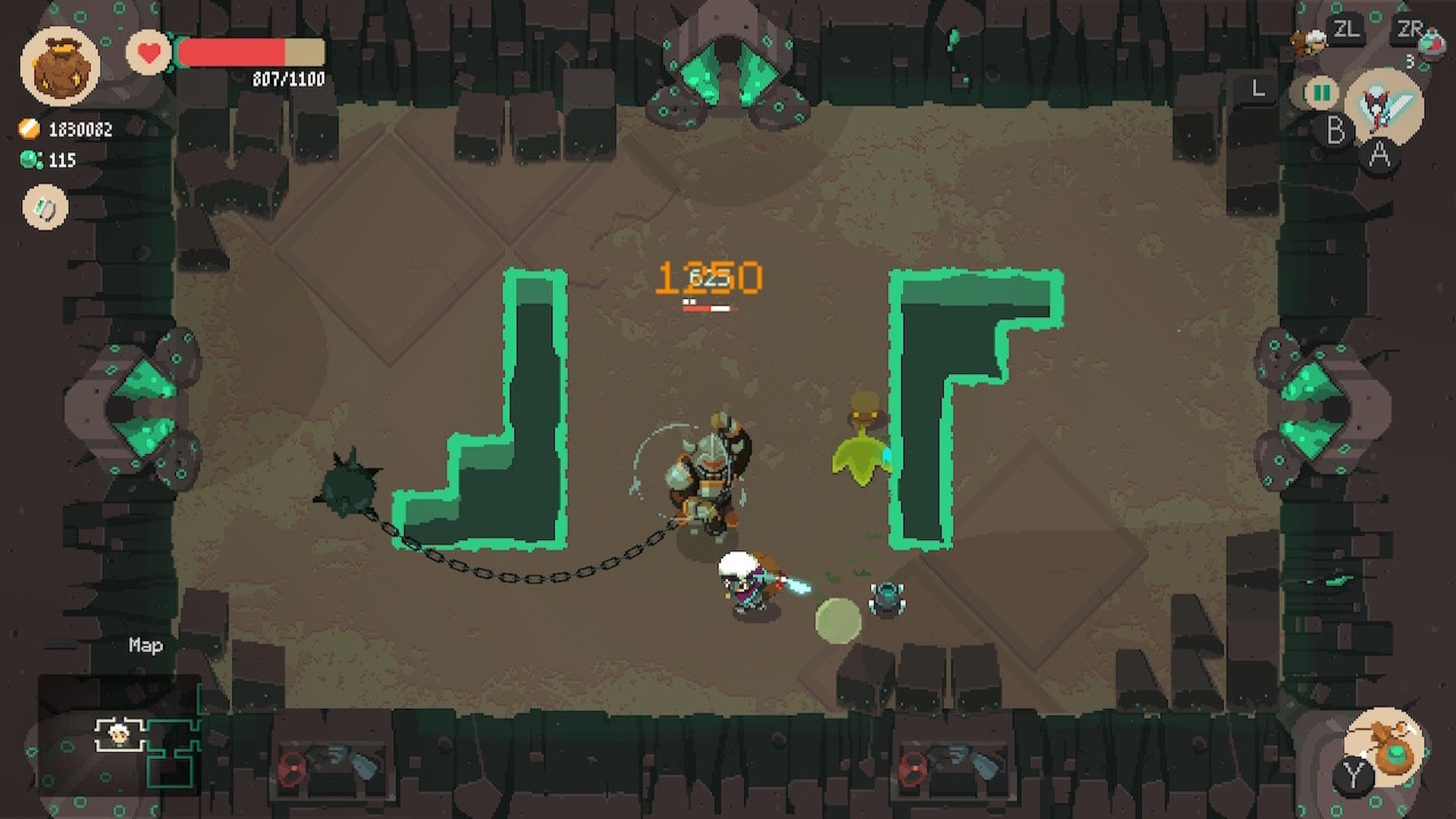 Fighting enemies in Moonlighter