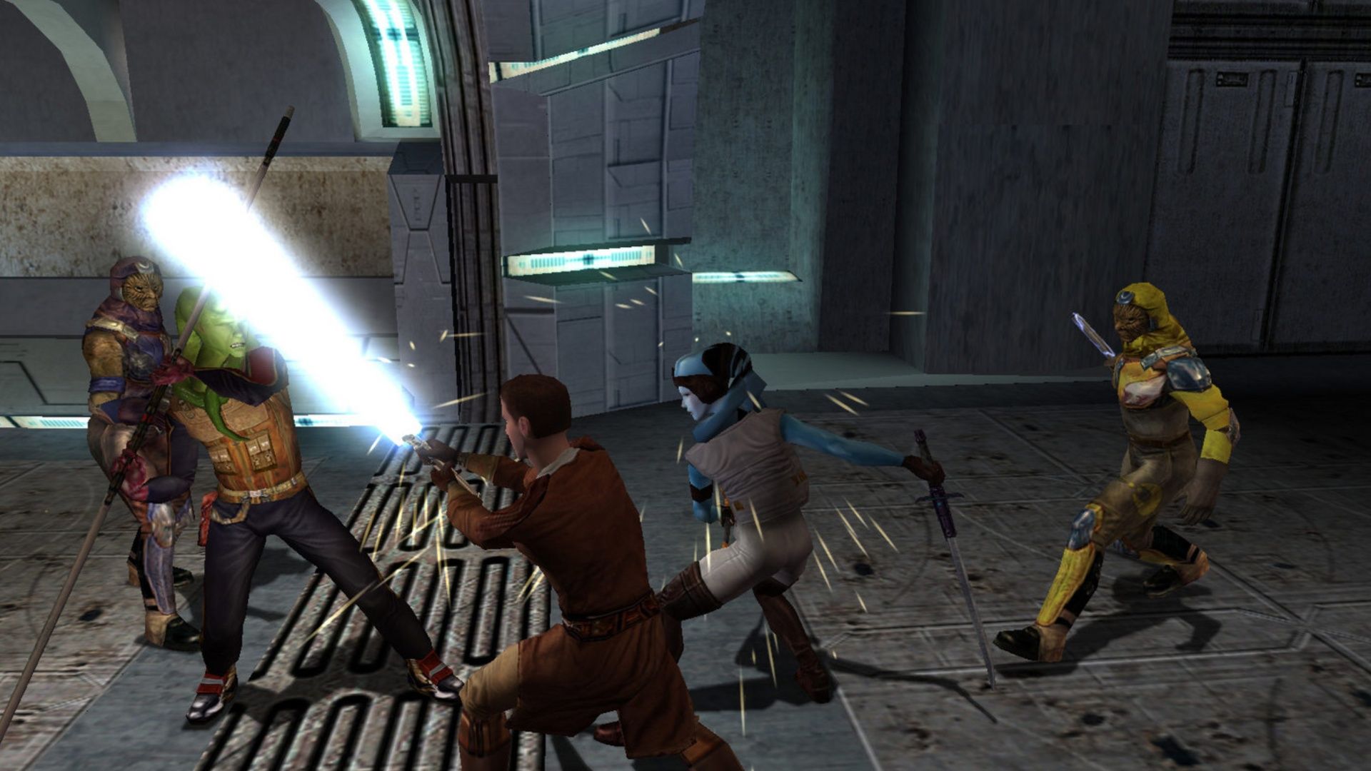 Fighting enemies in Star Wars Knights Of The Old Republic