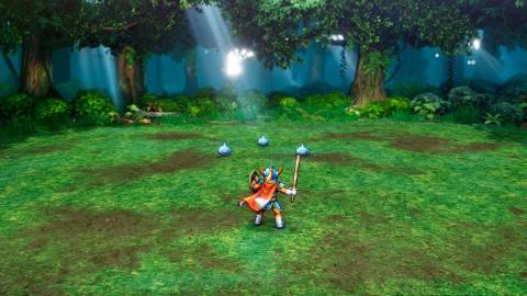 Fighting Slimes in battle in Dragon Quest 1 HD-2D Remake