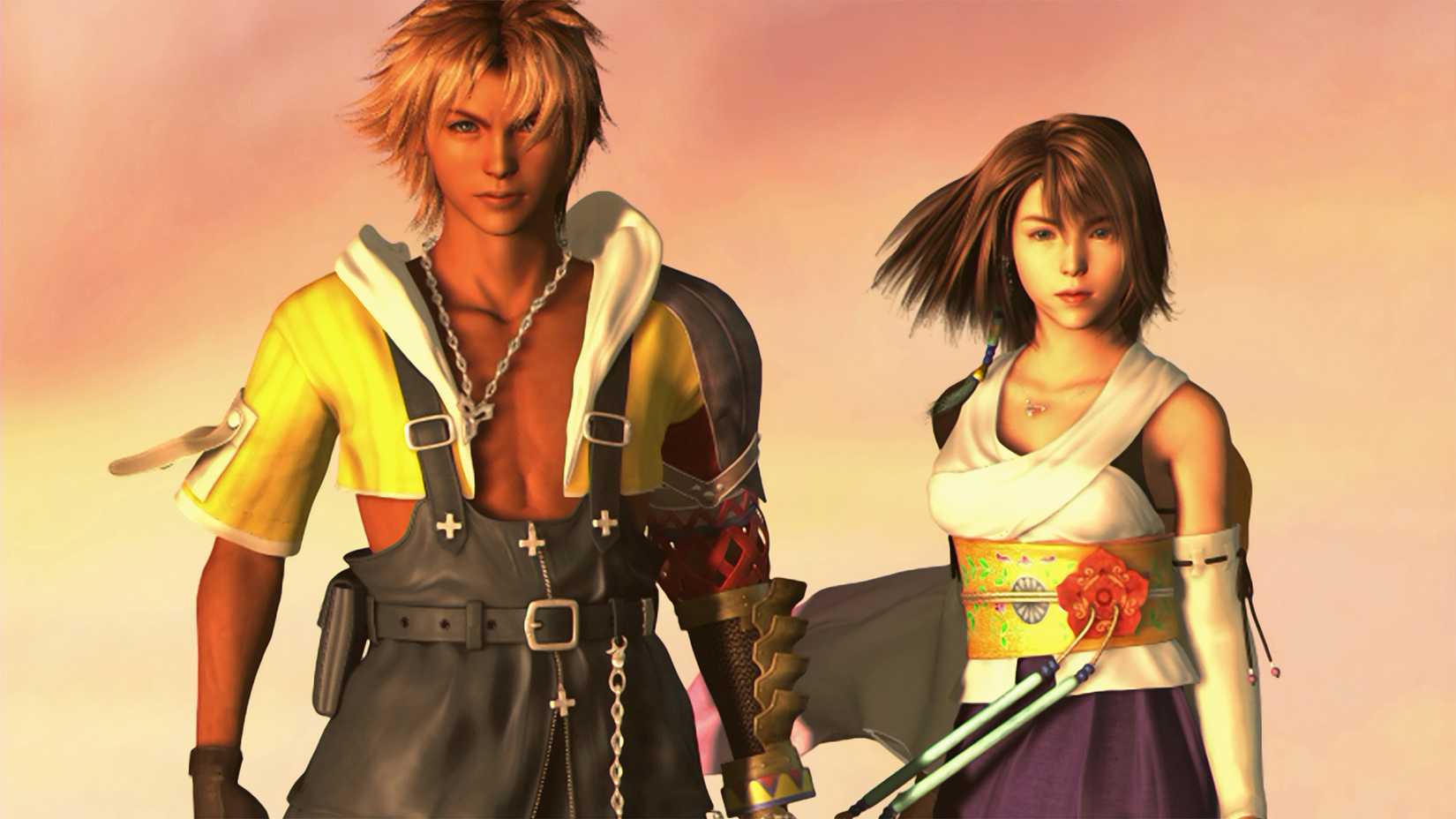 Final Fantasy 10 Tidus and Yuna sunset cinematic