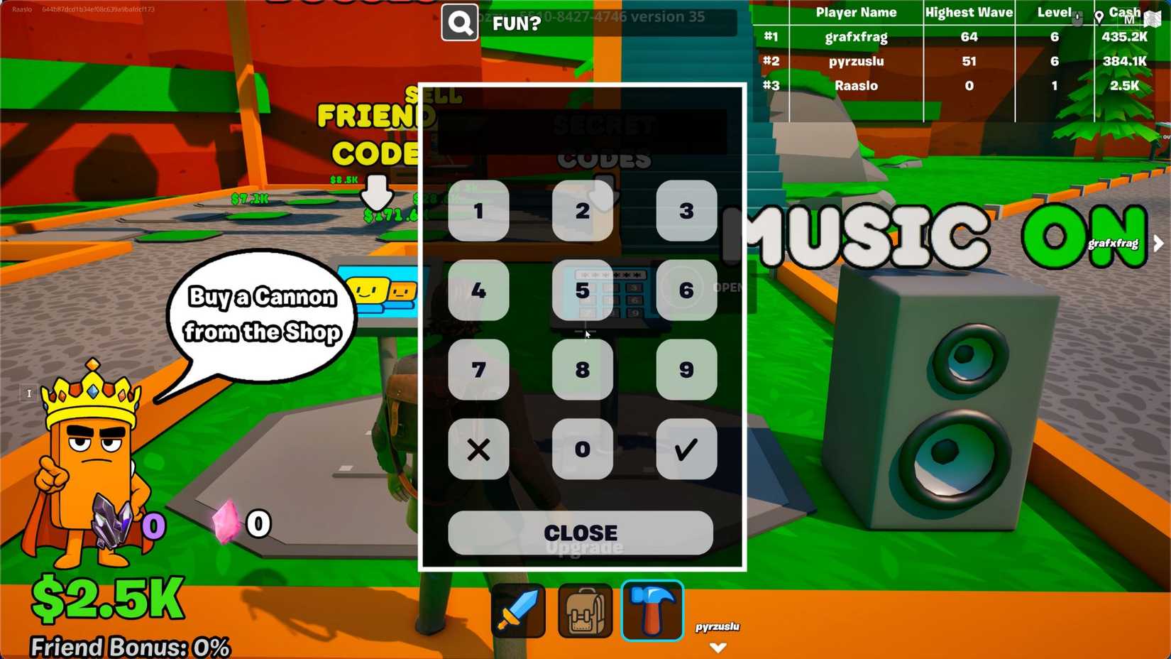 Brainrot Royale the codes tab