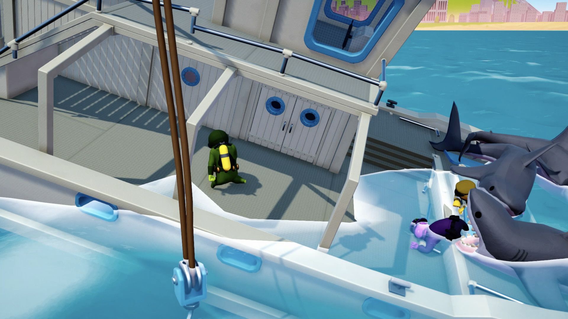 Gang Beasts eaten by shark