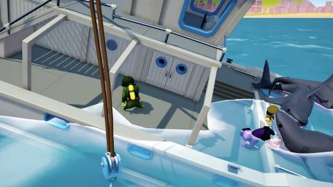 Gang Beasts eaten by shark
