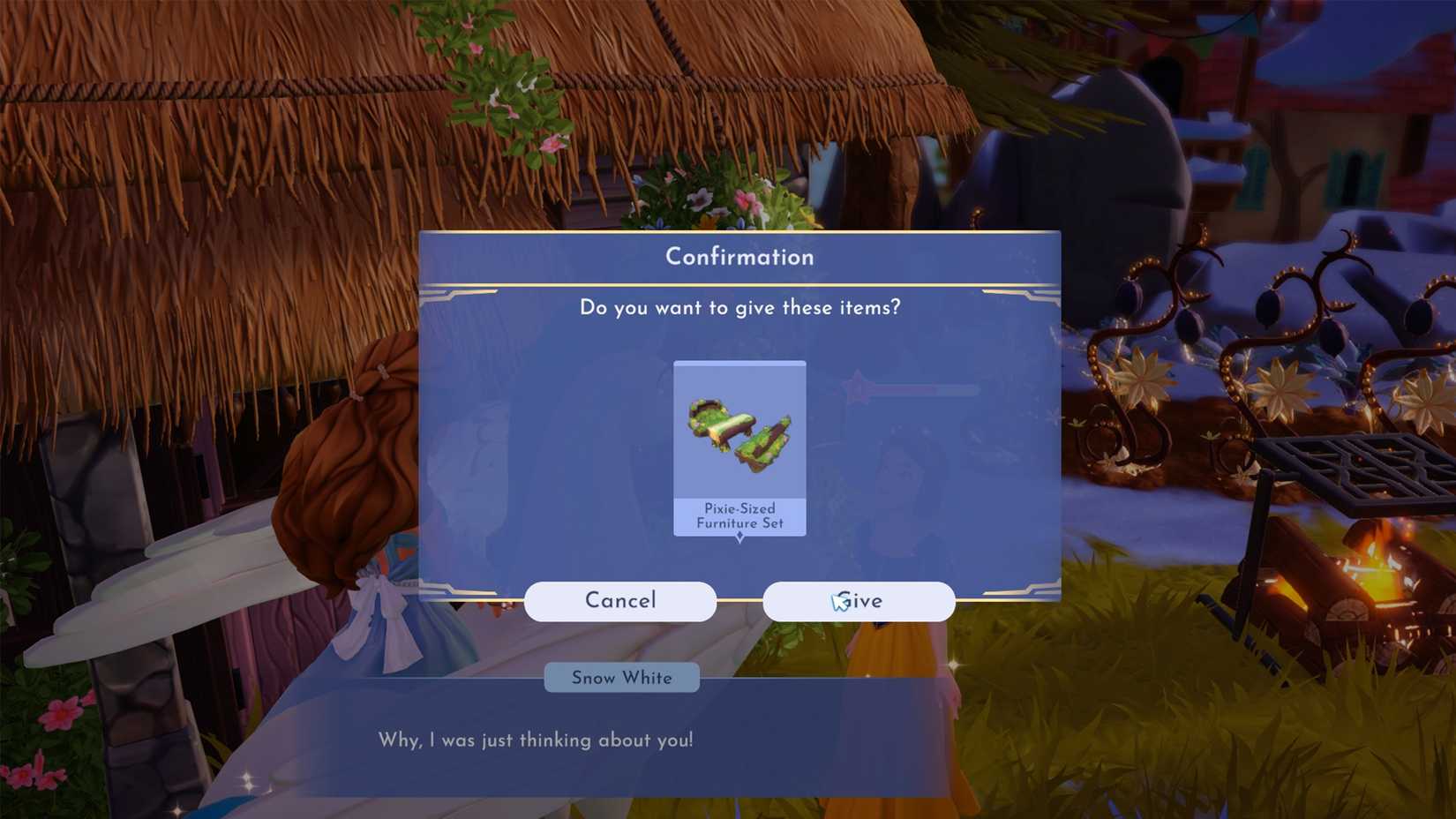 give furniture to snow white in ddv disney dreamlight valley