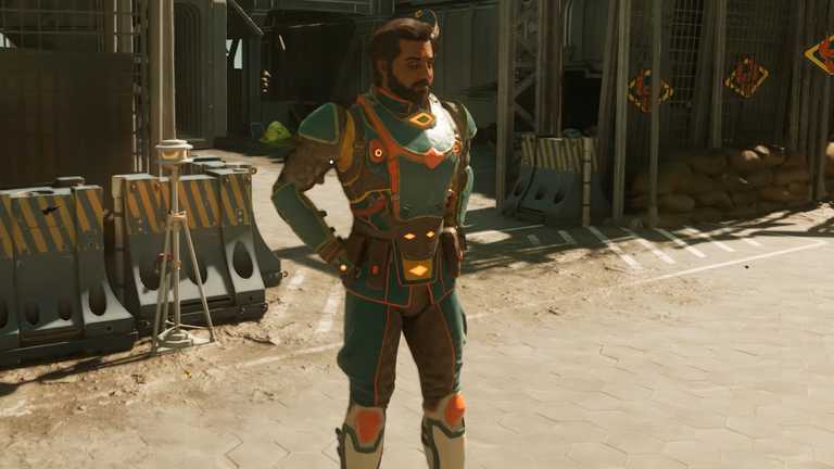 Personagem interagindo em The Outer Worlds 2.