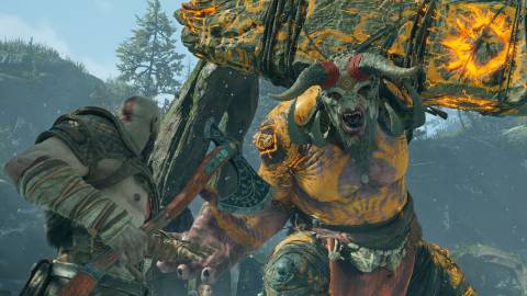 God Of War - Kratos and Atreus fighting a giant Troll