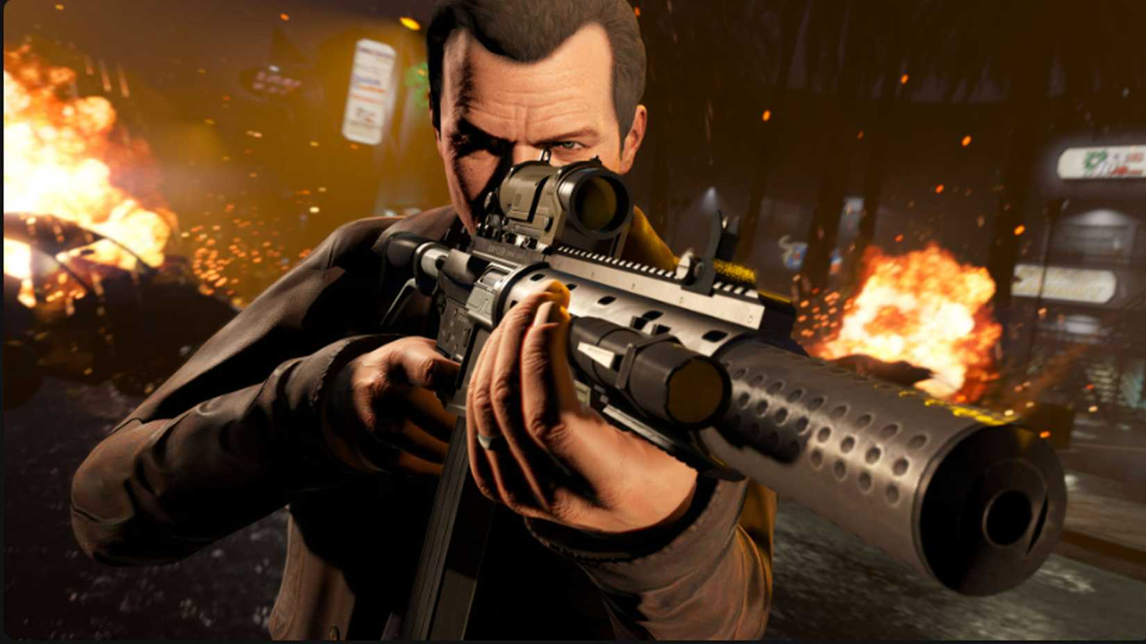 gta 5 official pic michael with gun