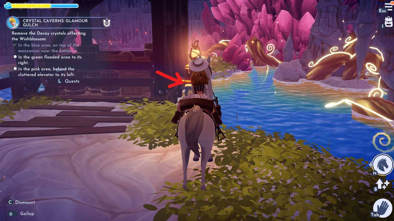 head to the glamour gulch pink area in ddv disney dreamlight valley