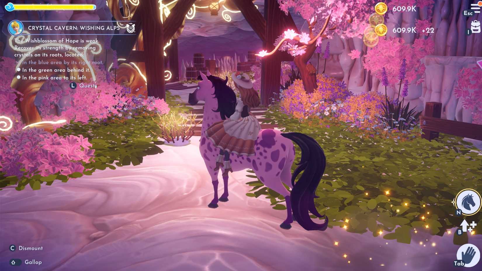 vá para a área rosa dos Alpes dos Desejos em ddv disney dreamlight Valley