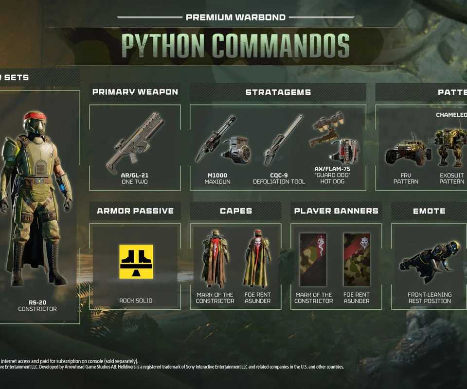 Helldivers 2. Python Helldivers 2 Dev Reveals 'Mistake' With Python Commandos Warbond ...