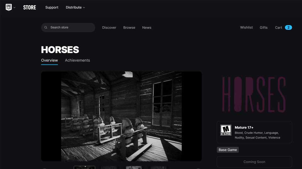 horses game banner on epic games store