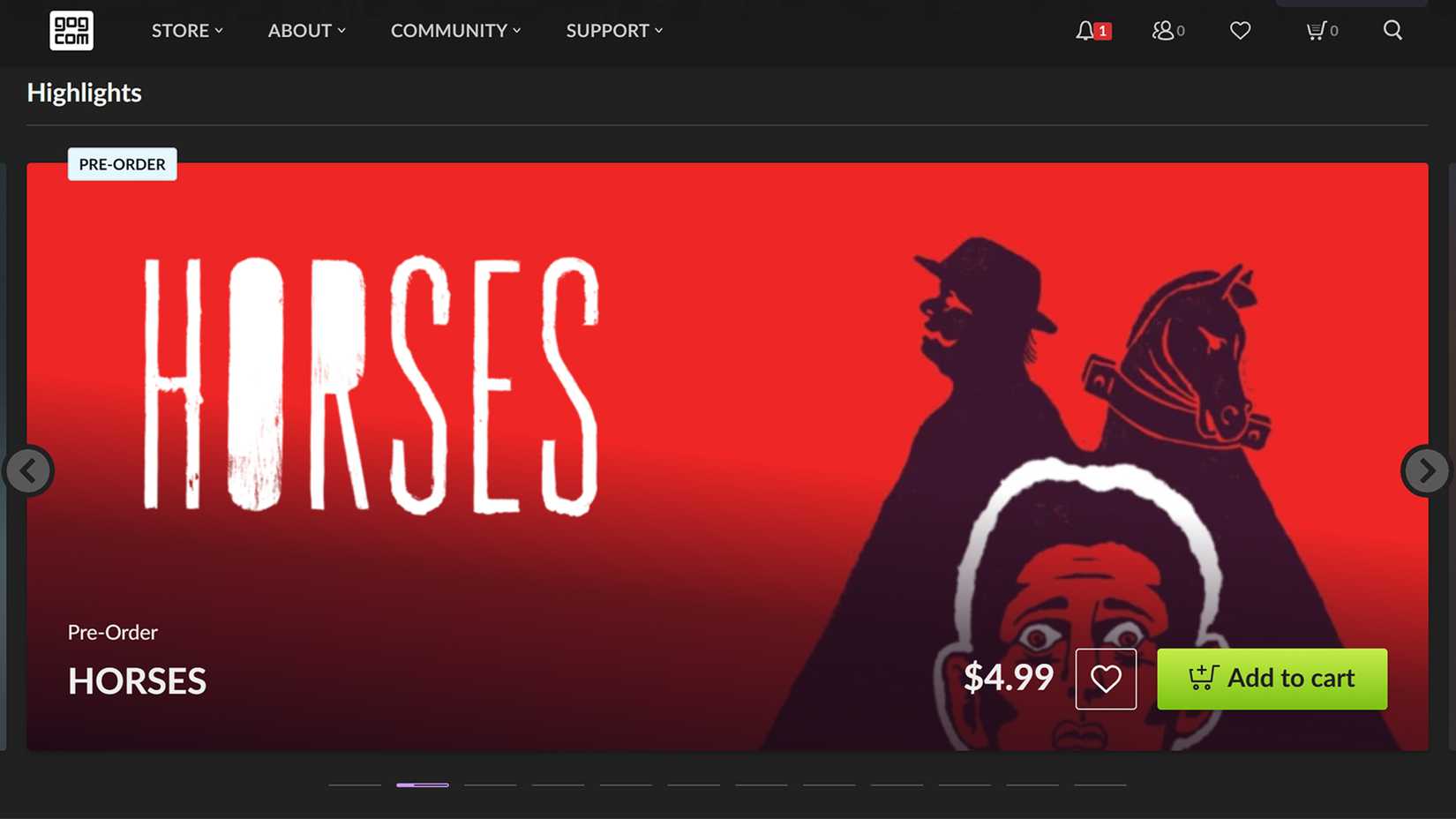 horses game banner on gog